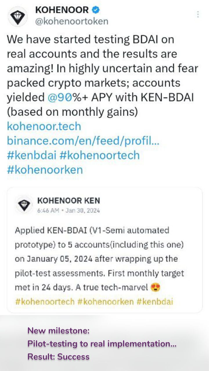 New milestone: 
Pilot-testing to real implementation...
Result: Success 